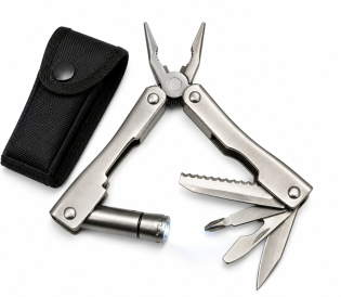 Ocelový multitool 7v1 s LED svítilnou