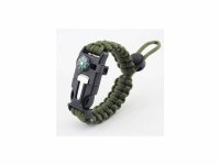 Náramek paracord s kompasem , křesadlem , píšťalkou  4 v 1 -černý