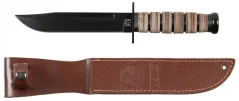 MFH 44153 bojový nůž USMC s koženou rukojetí a pouzdrem