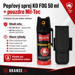 Pepřový sprej KO FOG 50 ml + pouzdro Mil-Tec černé – zvýhodněný set