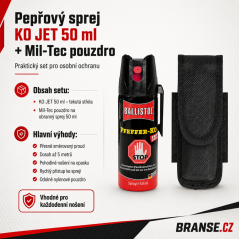Pepřový sprej KO JET 50 ml + pouzdro Mil-Tec černé – zvýhodněný set