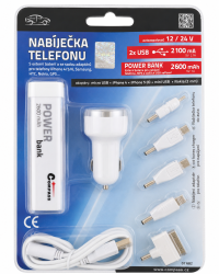 Compass 07682 autonabíječka 12/24 V 2,1 A + powerbanka 2600 mAh