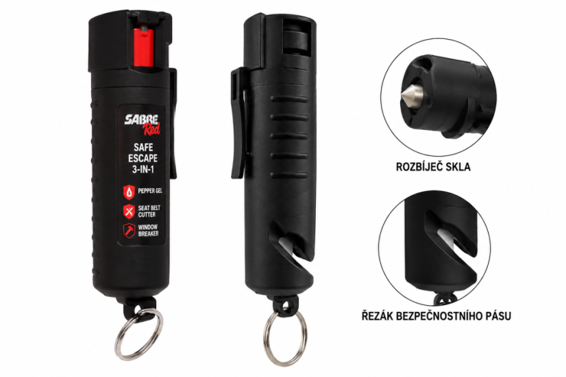 SABRE Red Safe Escape 3v1 pepřový gel 16 ml s rozbíječem skla SABRE Red Safe Escape 3v1 pepřový gel 16 ml s rozbíječem skla
